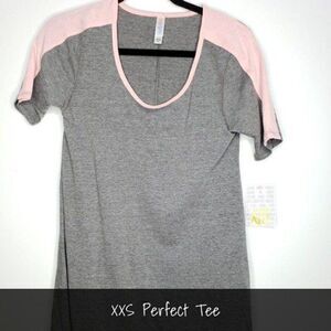 LuLaRoe Perfect T XXS Solid Grey Pink NEW